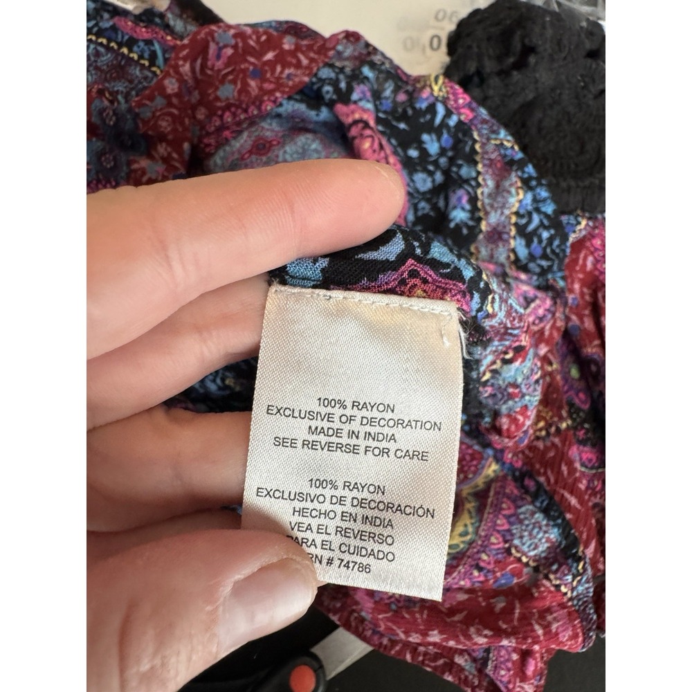 Bila Cold Shoulder XL Floral Crochet Shoulder Trim Bell Sleeve Boho Festival - Picture 9 of 10